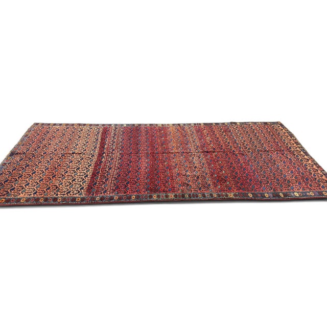 1920s Rare Antique Kazak Runner 4x10 | Faded Red & Pink With Blue Tribal Motifs For Sale - Image 5 of 5