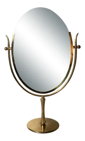 Vintage Brass Table Mirror attributed to Charles Hollis Jones
