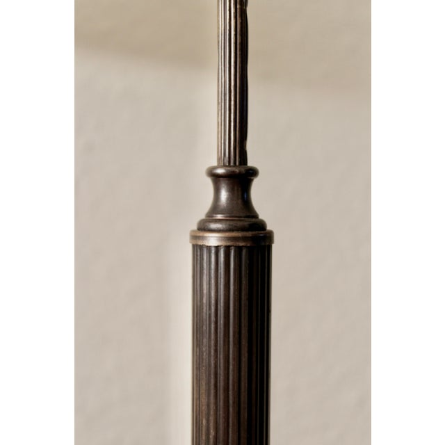 1930s French Adjustable Library Table Lamp in Patinated Bronze and Milk Glass, 1930s For Sale - Image 5 of 7