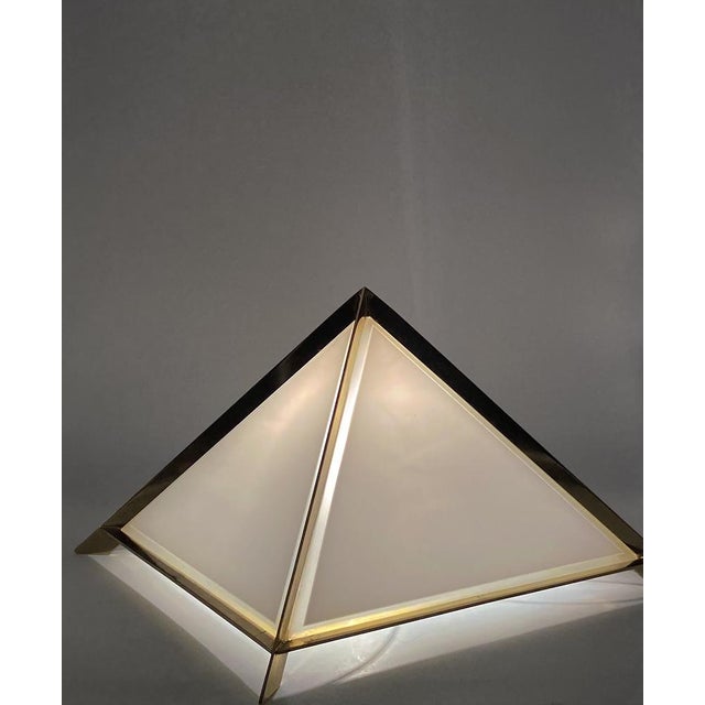 Italian Golden Brass Pyramidal Table Lamp from Christos, 1970 For Sale - Image 13 of 18
