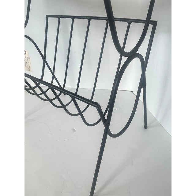 1950s Side Table Magazine Holder Attributed to Jacques Adnet With Lava Stones Tiles For Sale - Image 11 of 12