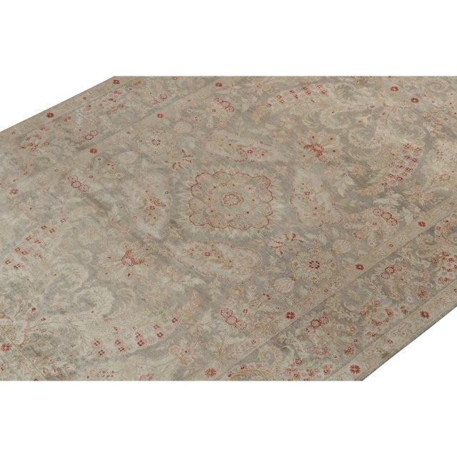 2010s Rug & Kilim’s Classic Style Rug With Gray, Pink and Green Floral Pattern For Sale - Image 5 of 7
