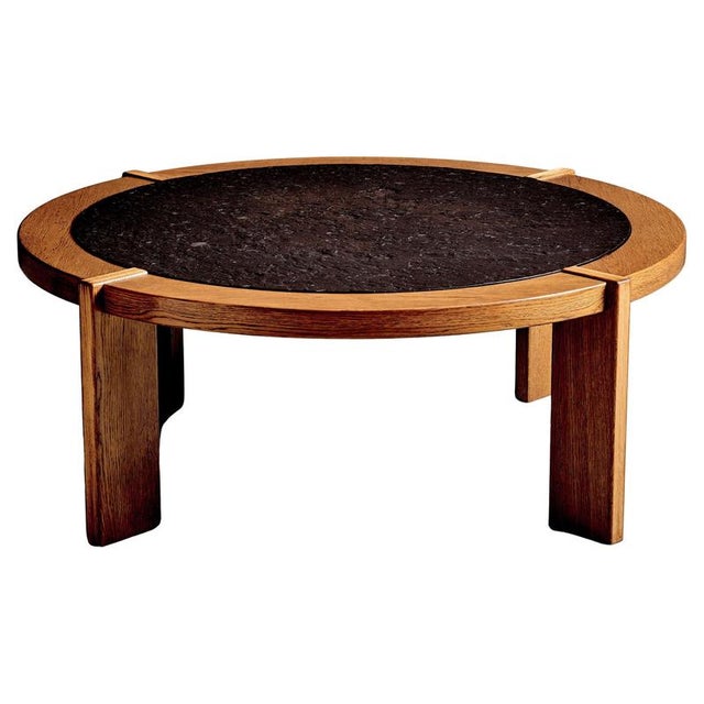 French Oak Frame Coffee Table with Slate Inset, 1970s For Sale - Image 10 of 10