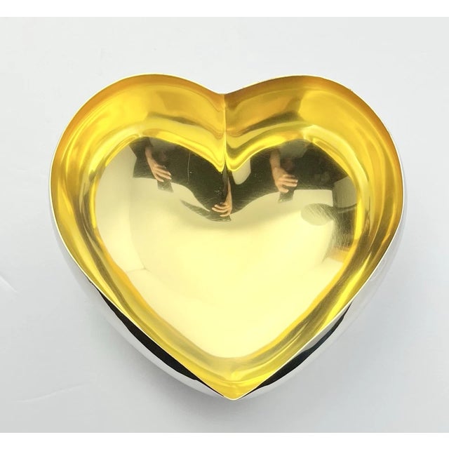 Michael Aram Silver & Gold Tone Heart Dish Bowl 7” Signed Good condition. No wear, damage, or tarnish. Length 7” Height 3”...