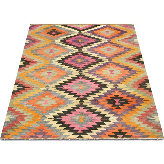 1960s 1960s Turkish Kilim For Sale - Image 5 of 5