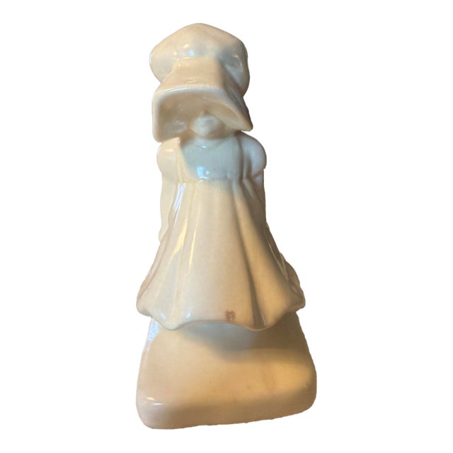 Cowan Art Pottery Bookend Sunbonnet Girl (1) Buttery Smooth Ivory Glaze 1929 For Sale