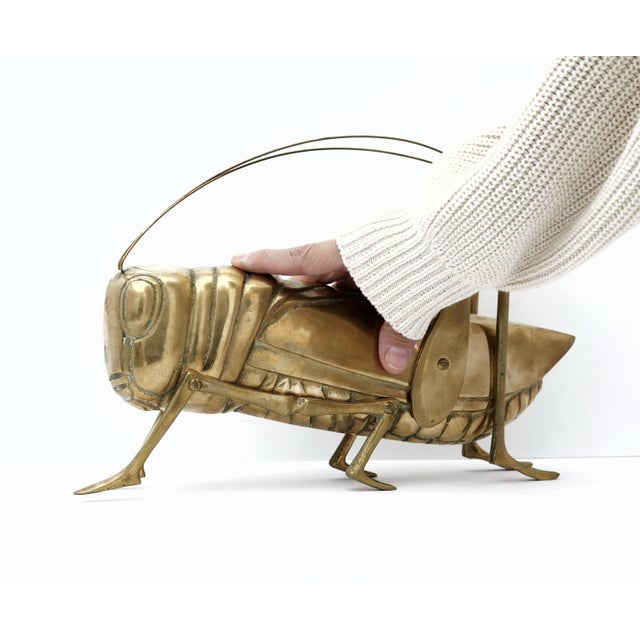 Mid-Century Modern Large Vintage Brass Grasshopper For Sale - Image 3 of 9