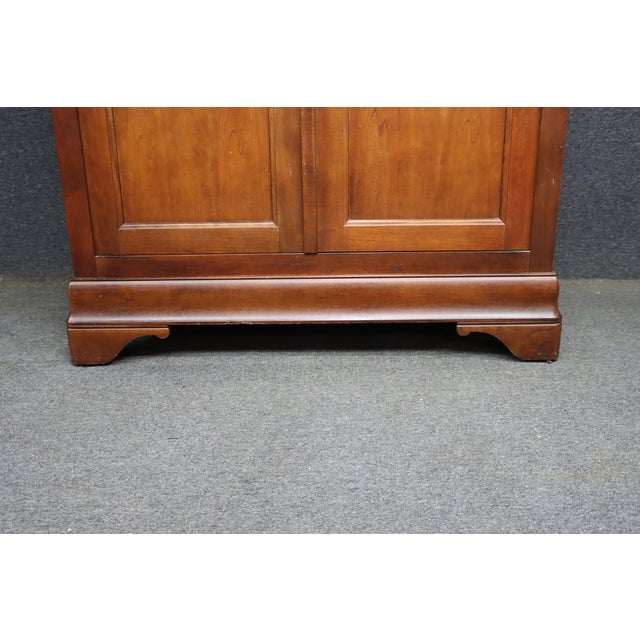Late 20th Century Louis Philippe Style Cherry Armoire Wardrobe For Sale - Image 5 of 12