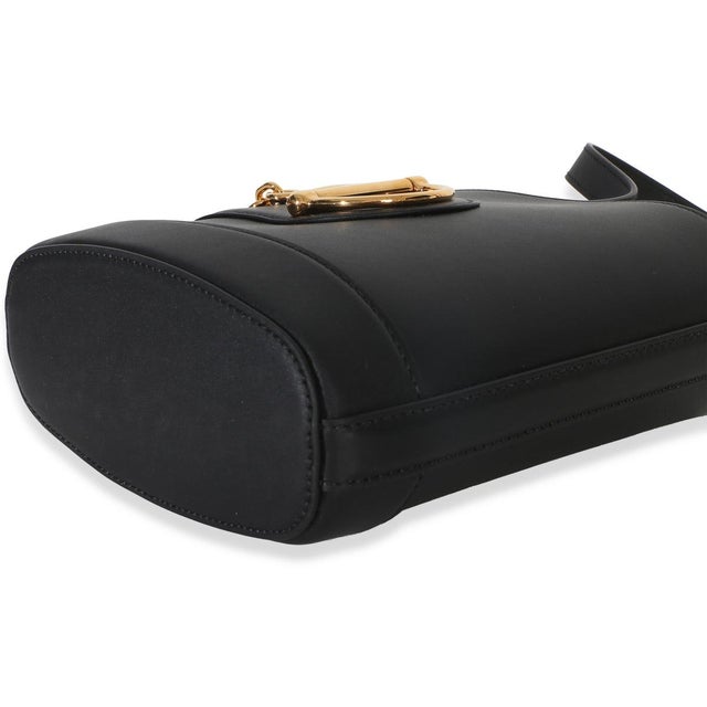 Animal Skin Black Smooth Calfskin Hasler Horsebit 73 Small Bucket Bag For Sale - Image 7 of 9