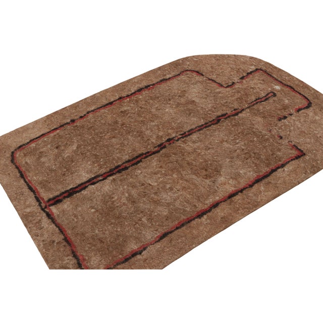 Vintage Felted Rug in Brown With Geometric Pattern by Rug & Kilim For Sale In New York - Image 6 of 7