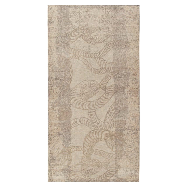 Textile Distressed Style Abstract Rug in Beige-Brown & Gray Pattern by Rug & Kilim For Sale - Image 7 of 7