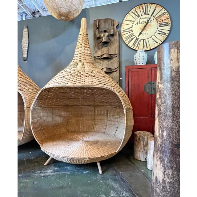 Mid-Century Modern Vintage Rattan Nest Daybed For Sale - Image 3 of 9