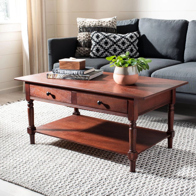2 Drawer Coffee Table in Dark Cherry For Sale - Image 4 of 5
