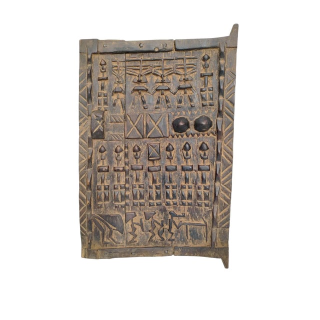 Vintage Granary Dogon Door With Nommo Ancestors Mali African 25"h For Sale - Image 4 of 6