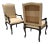 Kreiss Cream Leather Chippendale Style Armchairs – Pair For Sale