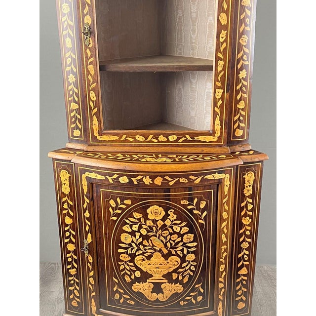 Wood 19th Century Inlaid Corner Display Cabinet For Sale - Image 7 of 13
