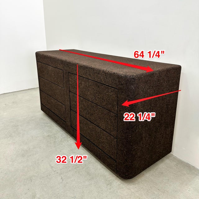 Vintage Postmodern Chocolate Brown Cork 6-Drawer Dresser – 1970s 80s Postmodern For Sale - Image 9 of 10