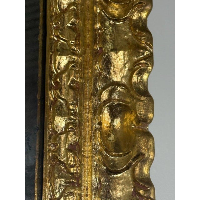 Mid 20th Century Italian Giltwood Mirror With Deep Oxidized Glass For Sale - Image 5 of 11