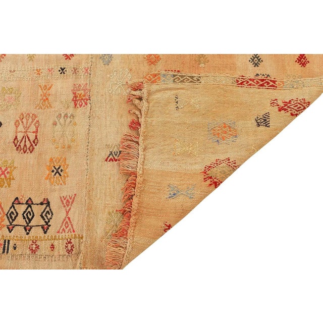 Mid 20th Century Mid 20th Century Vintage Embroidered Turkish Kilim Rug For Sale - Image 5 of 7