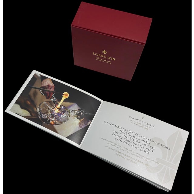 Late 20th Century Louis XIII De Rémy Martin Signed Crystal Miniature Decanter in Original Presentation Box With Original Stopper & Booklet For Sale - Image 10 of 10