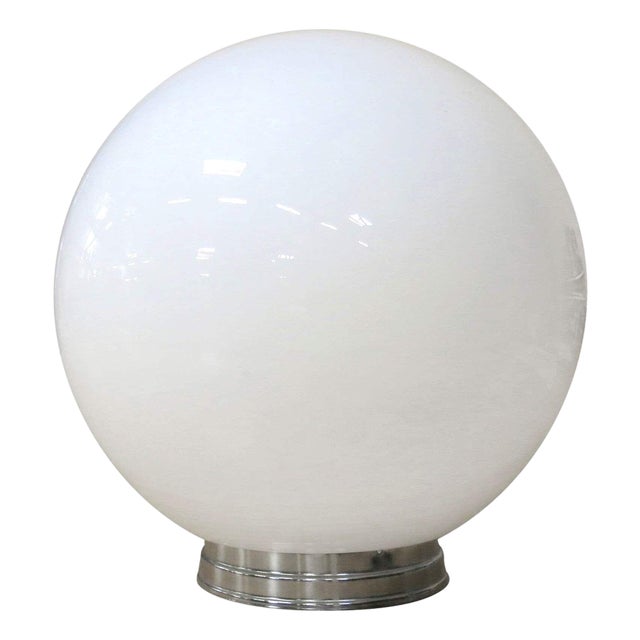 1930s Round Sphere Milk Glass Ceiling Globe With Fitter For Sale