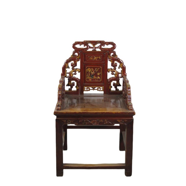 Wood Pair Antique Chinese Taishi Chairs 1 For Sale - Image 7 of 12