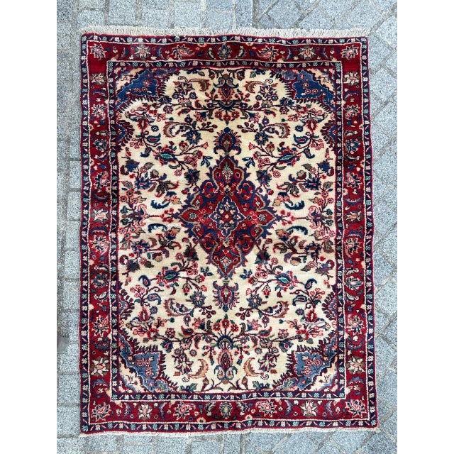 Beautiful vintage Najaf Abad rug entirely hand knotted with wool velvet on cotton foundation. Introducing our exquisite...