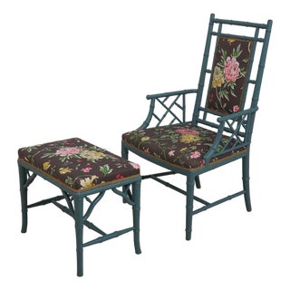Beacon Hill Bamboo Form Chair & Ottoman For Sale