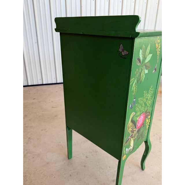 Vintage Custom Painted Tropical Leopard Cabinet With Lion Pull For Sale - Image 10 of 12
