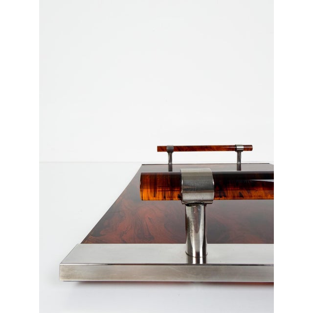 Large Faux Tortoiseshell Acrylic Glass Serving Tray in the style of Christian Dior, 1970s For Sale - Image 9 of 18