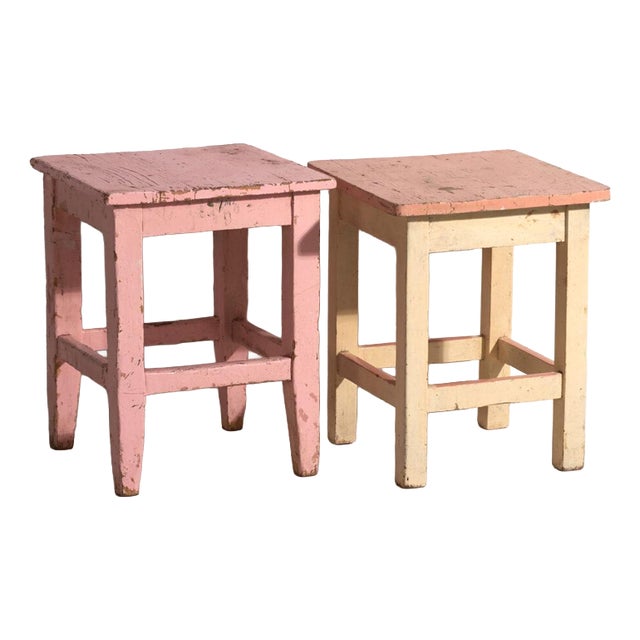 Bedside Tables in Pine, Central Europe, 1940, Set of 2 For Sale