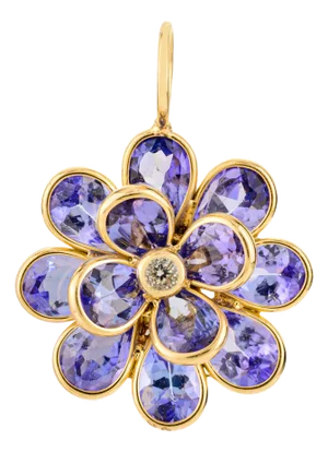 18k Gold Tanzanite Birth Flower Pendant for Her