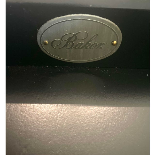 Hollywood Regency Thomas Pheasant for Baker Furniture Black Crackle Lacquer Greek Key Scroll Coffee For Sale - Image 3 of 7