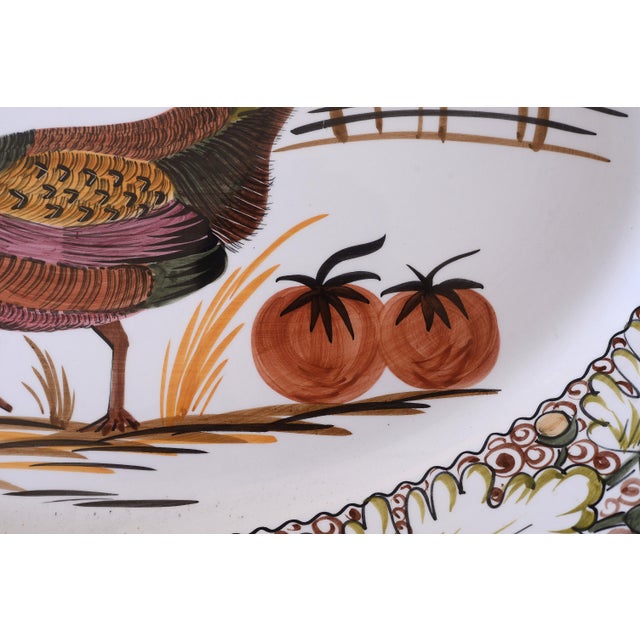 Brown Vintage Extra Large Hand-Painted Italian Turkey Platter For Sale - Image 8 of 9