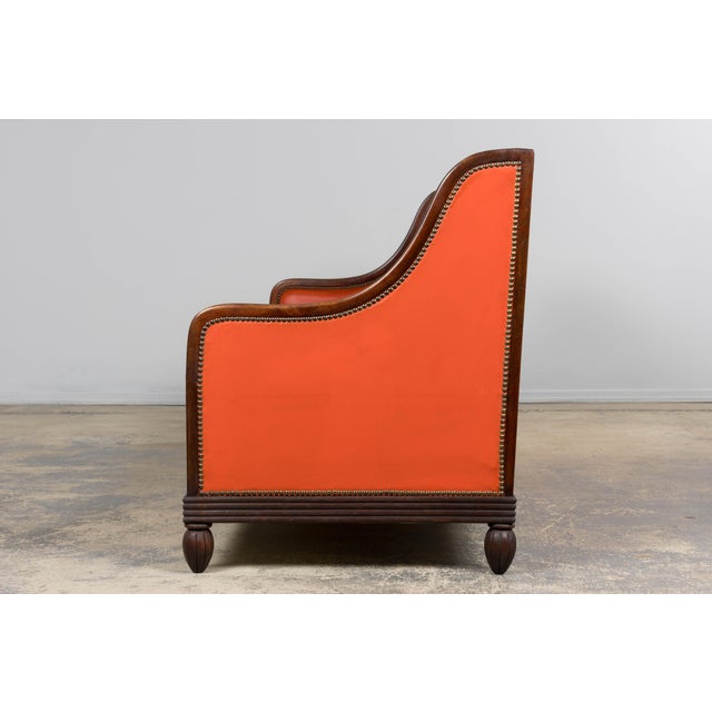 1930s French Art Deco Oak Canape in Faux Leather For Sale - Image 12 of 18