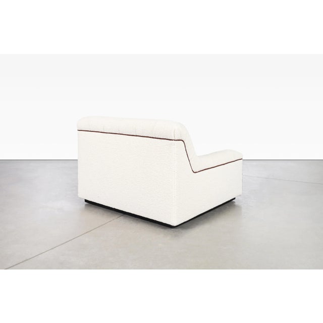 Vintage Boucle and Leather Lounge Chair With Ottoman Attributed to Milo Baughman For Sale - Image 10 of 12