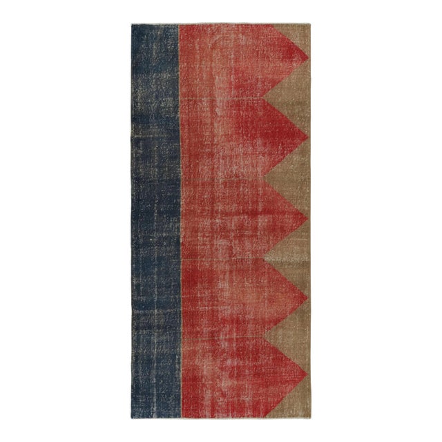 Vintage Turkish Rug in Red With Geometric Patterns For Sale