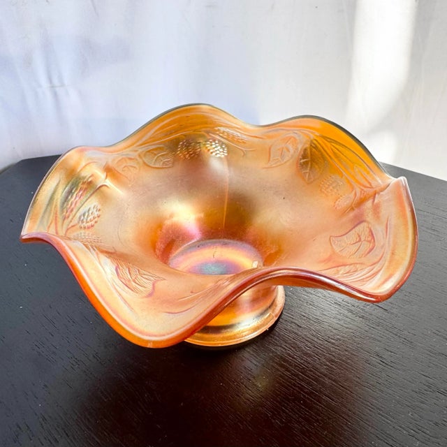 Fenton Art Glass Company Fenton Marigold Carnival Glass Bowl in the "Blackberry Spray" Pattern For Sale - Image 4 of 5