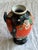 Beautiful handprinted Japanese vase with an orange background and a painted brown tree with flowers and a 3-d bird. A...