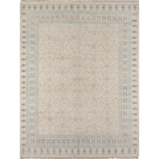 Erin Gates Concord Sudbury Ivory Hand Knotted Wool Area Rug 5'6" X 8'6" For Sale