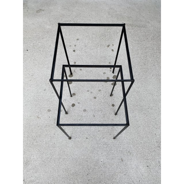 1950s Mid Century Thin Line Iron Nesting Table Bases-Set of Two For Sale - Image 5 of 6