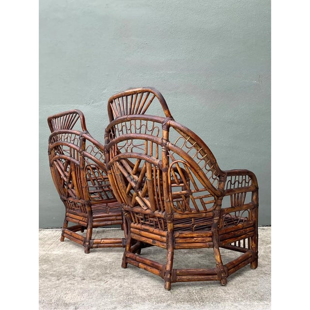 Vintage High Back Brighton Rattan Lounge Chairs - A Pair For Sale In West Palm - Image 6 of 13