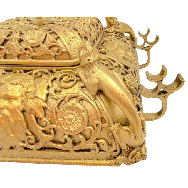 E.F. Caldwell Attributed Renaissance Revival Ormolu Inkwell, circa 1900 For Sale - Image 10 of 15