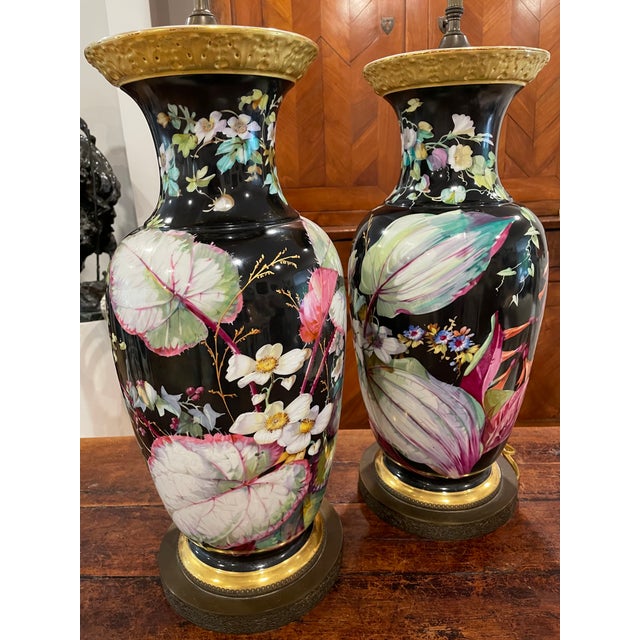 Massive Pair of French 19thC Old Paris Porcelain Table Lamps. For Sale - Image 12 of 12