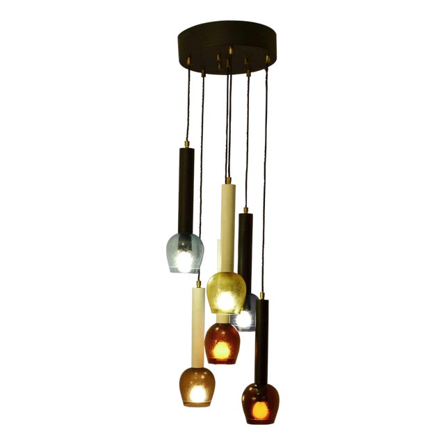Italian Hanging Light in Hand Blown Coloured Glass from Stilnovo, 1960s For Sale