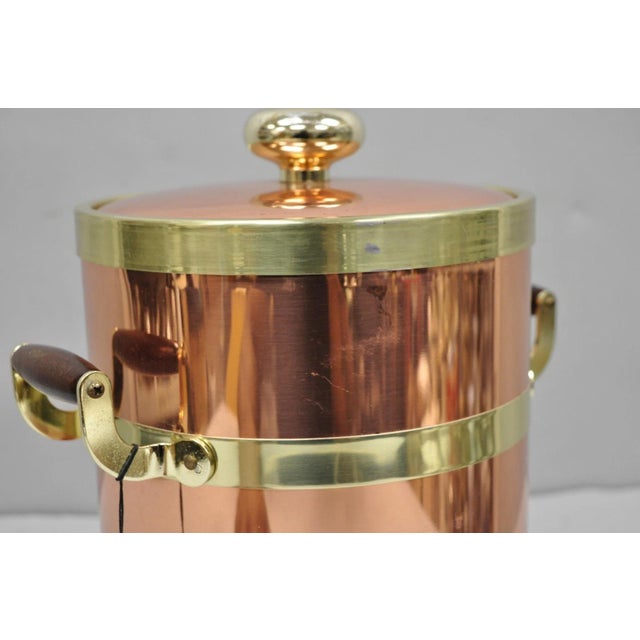 Vintage Kraftware Nyc Mid Century Modern Copper and Brass Covered Bar Ice Bucket For Sale - Image 13 of 15