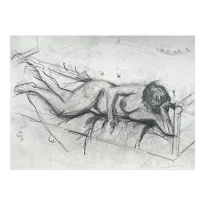 Richard Snyder Reclining Female Nude Drawing