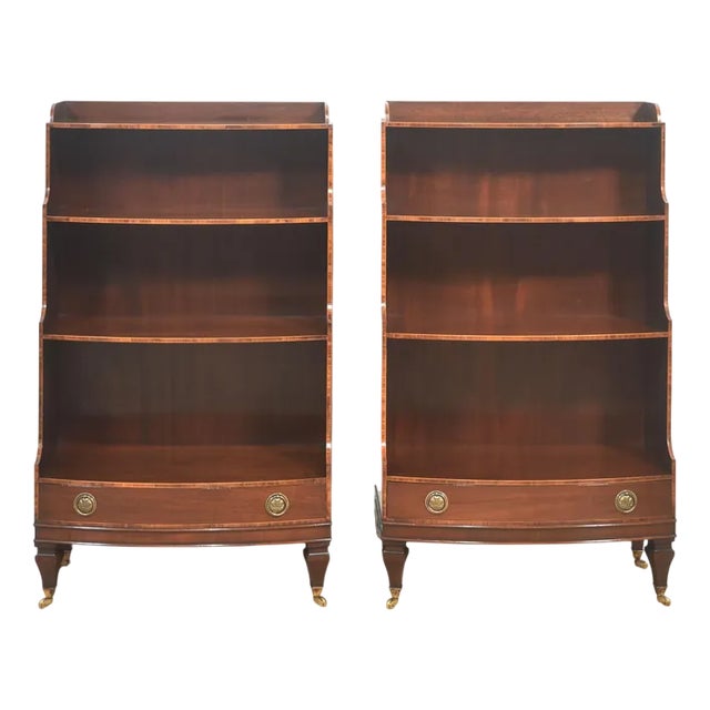 Mahogany Inlaid Open Bookcases, 1890s, Set of 2 For Sale