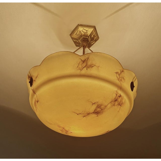 Art Deco Pendant Light in Amber Marble Glass, 1930s For Sale - Image 10 of 18