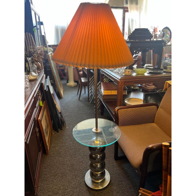 George Kovacs 1960-70s George Kovacs Stacked Chrome Ball Floor Lamp With Integrated Glass Table, Unmarked For Sale - Image 4 of 12